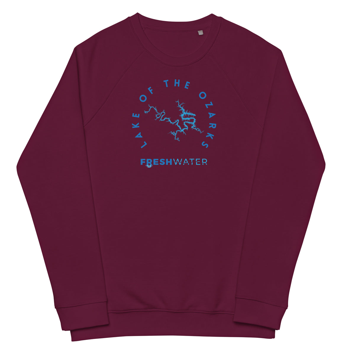Lake of the Ozarks Freshwater Blue Unisex organic raglan sweatshirt