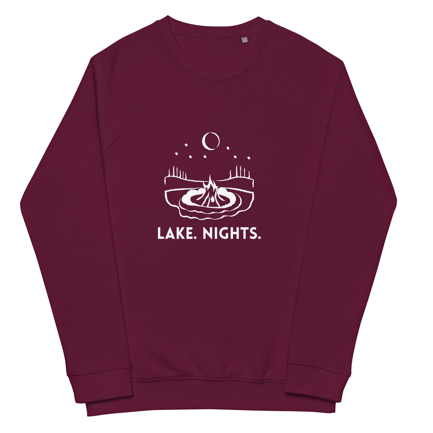 Lake. Nights. Freshwater BW Unisex organic raglan sweatshirt
