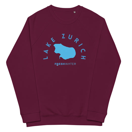 Lake Zurich Freshwater Blue Unisex organic raglan sweatshirt