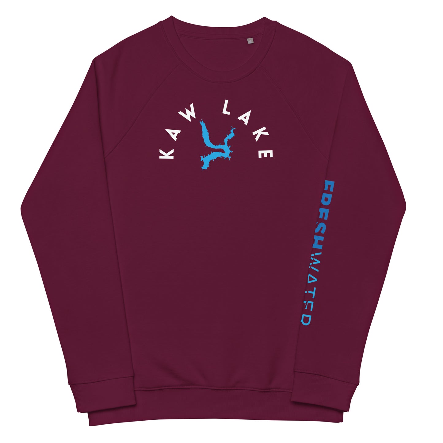 Kaw Lake Oklahoma Freshwater WB Unisex organic raglan sweatshirt