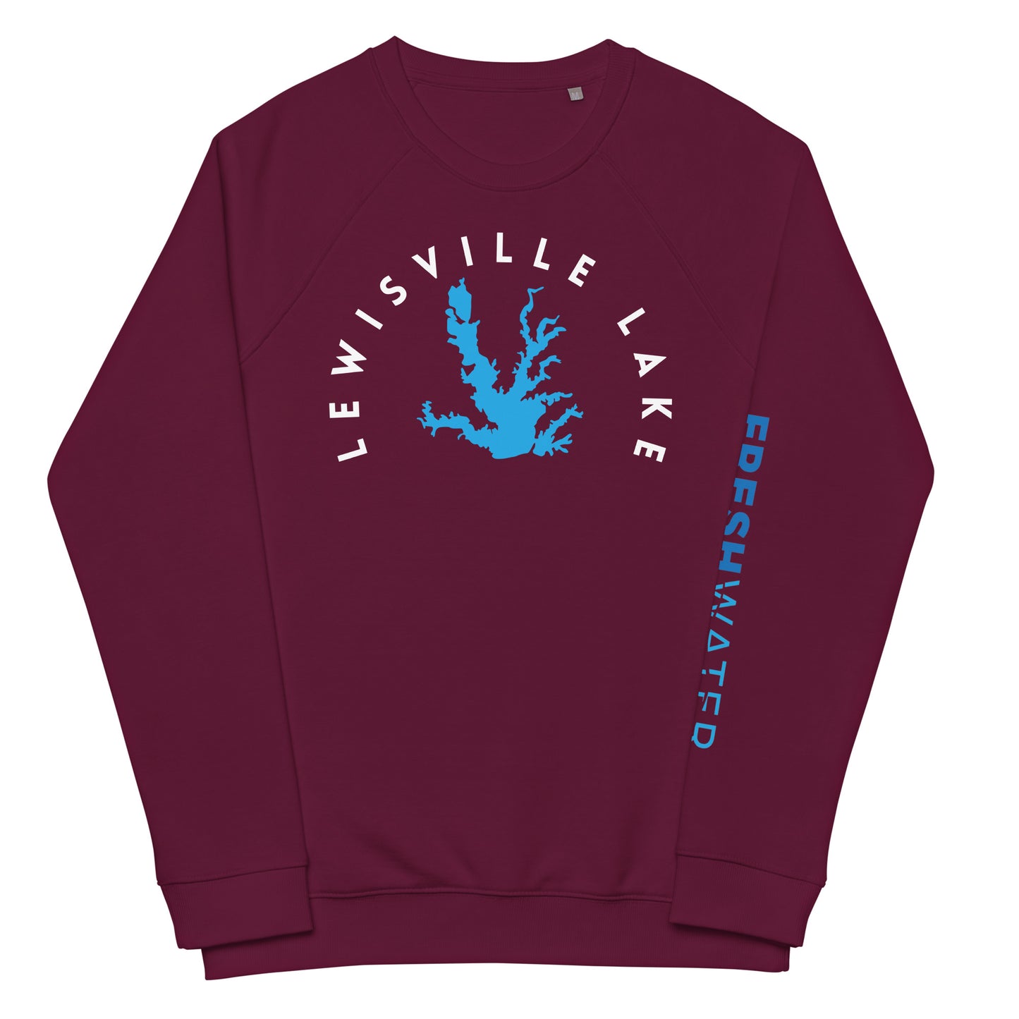 Lewisville Lake Texas Freshwater WB Unisex organic raglan sweatshirt
