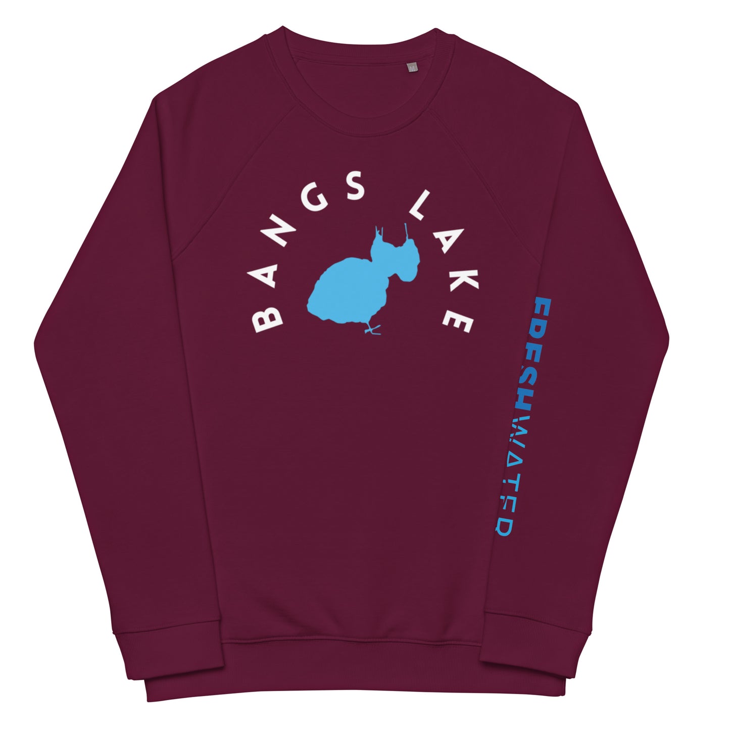 Bangs Lake Illinois Freshwater WB Unisex organic raglan sweatshirt