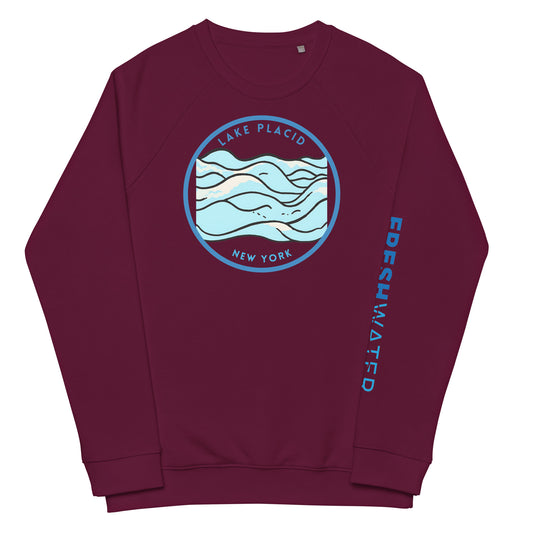 Lake Placid New York Freshwater Waves Unisex organic raglan sweatshirt