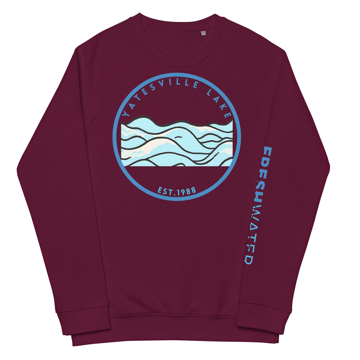 Yatesville Lake Kentucky Freshwater Waves Unisex organic raglan sweatshirt