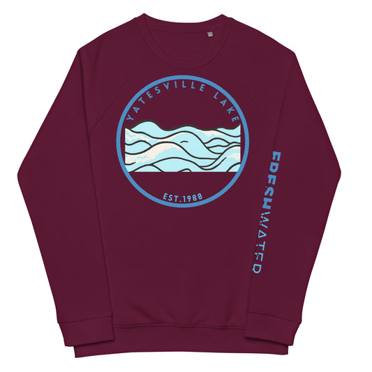 Yatesville Lake Kentucky Freshwater Waves Unisex organic raglan sweatshirt