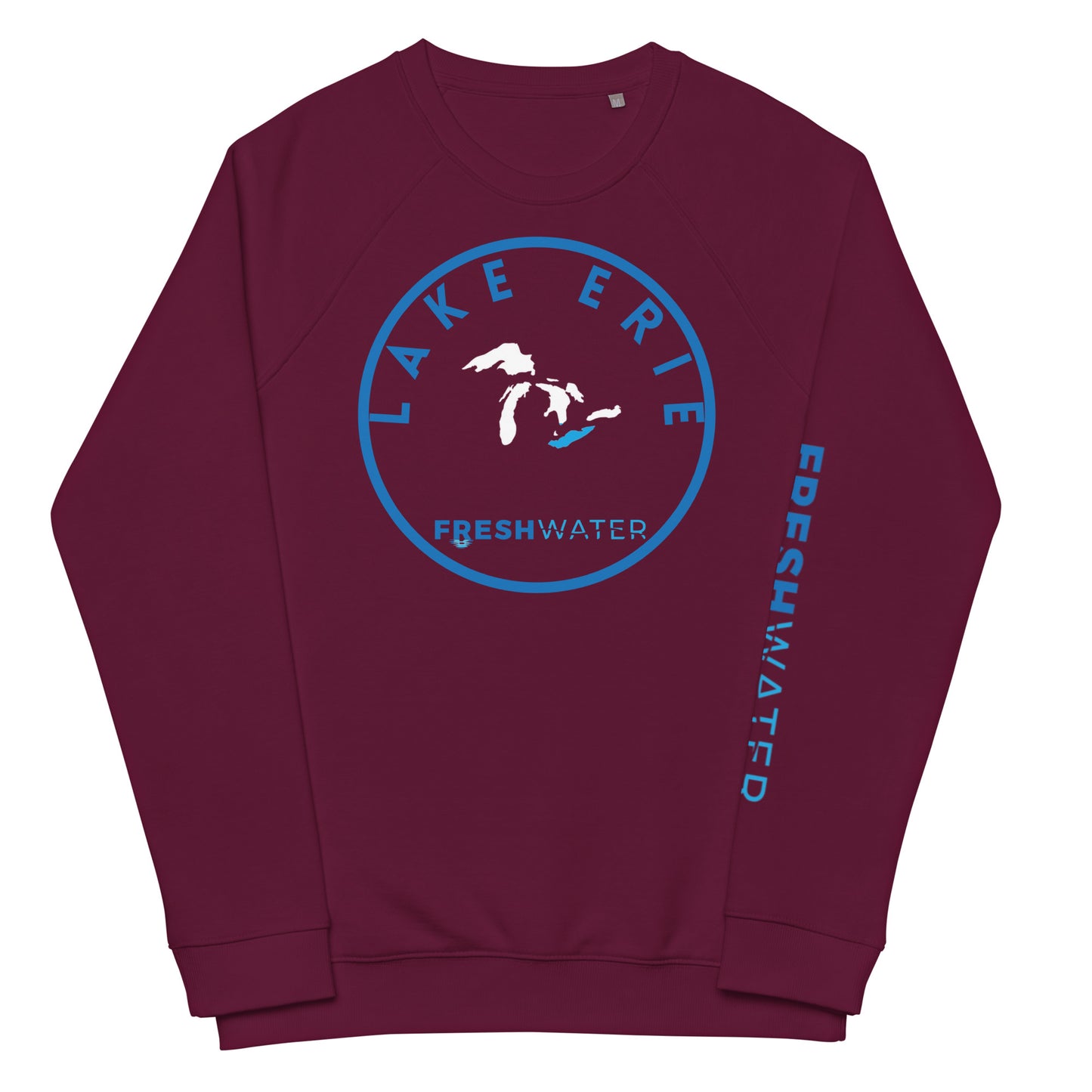 Lake Erie Great Lakes Freshwater Unisex organic raglan sweatshirt