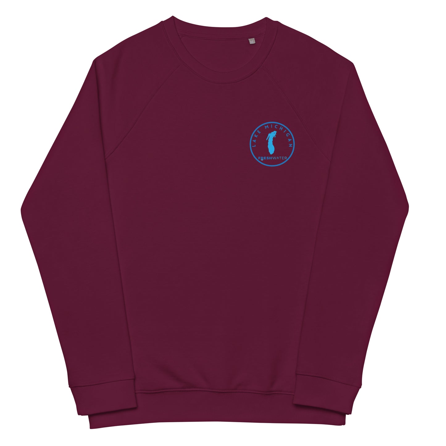 Lake Michigan Freshwater LO Unisex organic raglan sweatshirt