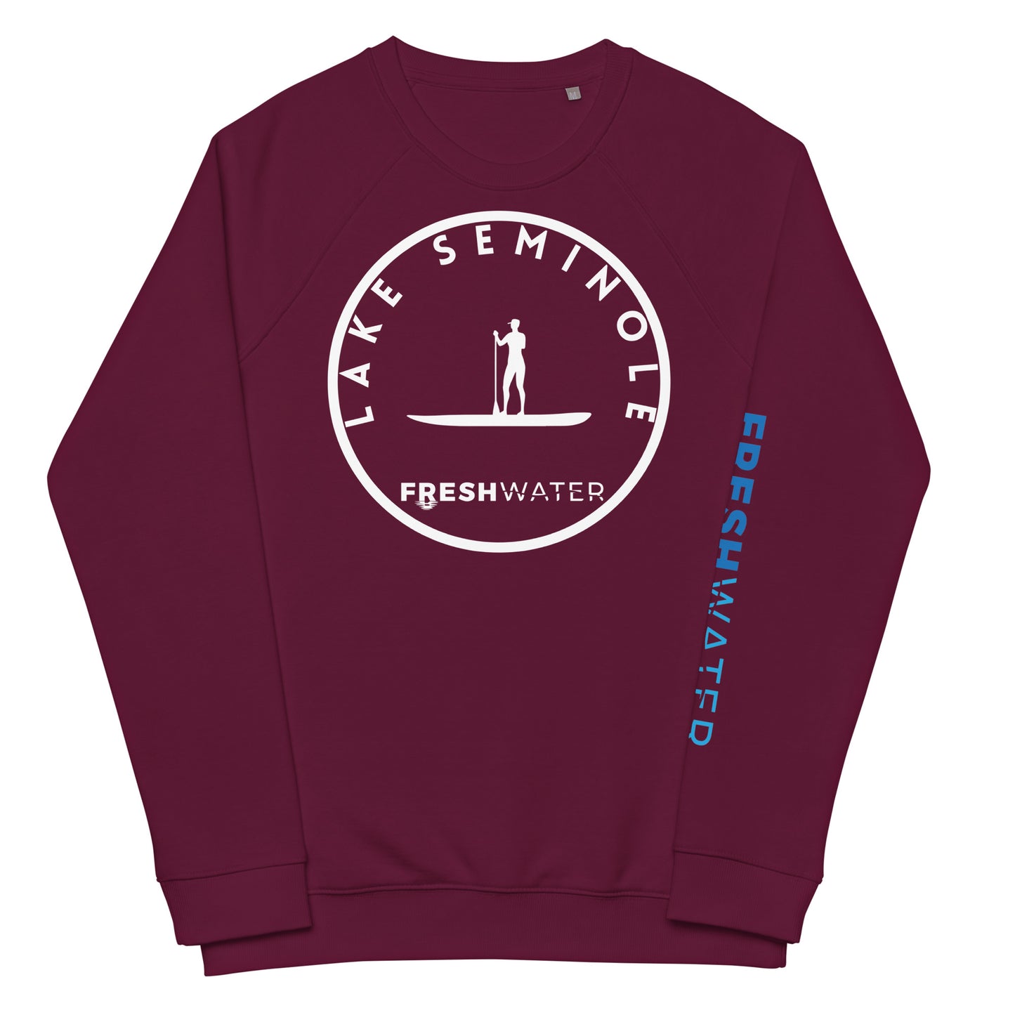Lake Seminole Florida Georgia Alabama Freshwater Paddle BW Unisex organic raglan sweatshirt