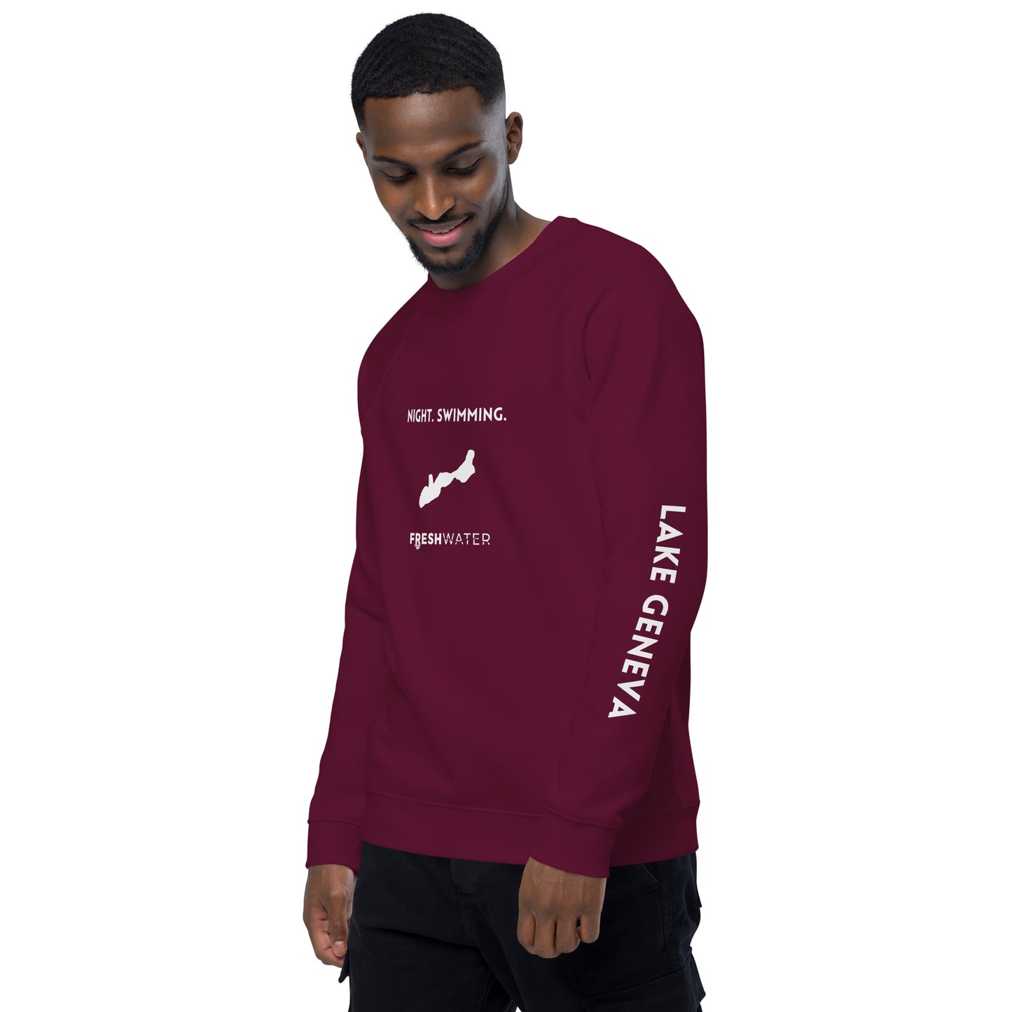 Lake Geneva Freshwater NSW Unisex organic raglan sweatshirt