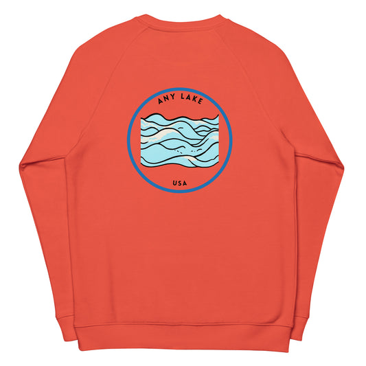 Custom Freshwater Waves Blue Unisex organic raglan sweatshirt