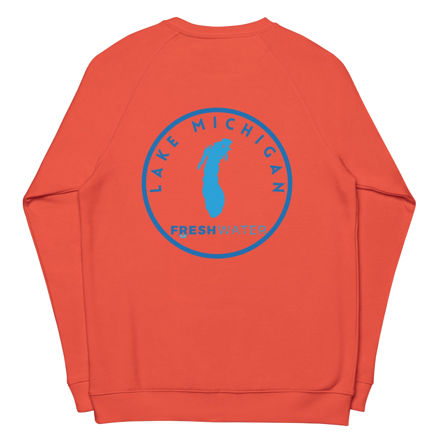 Lake Michigan Freshwater LO Unisex organic raglan sweatshirt