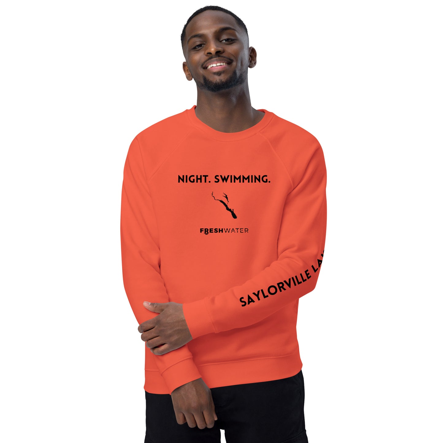 Saylorville Lake Freshwater NSB Unisex organic raglan sweatshirt