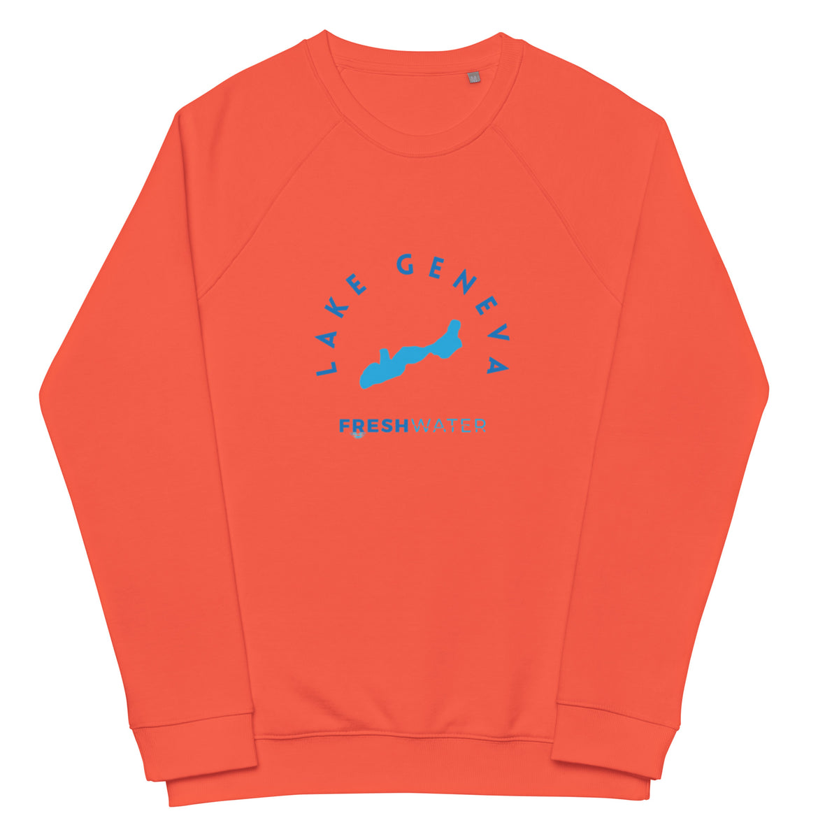Lake Geneva Freshwater Blue Unisex organic raglan sweatshirt