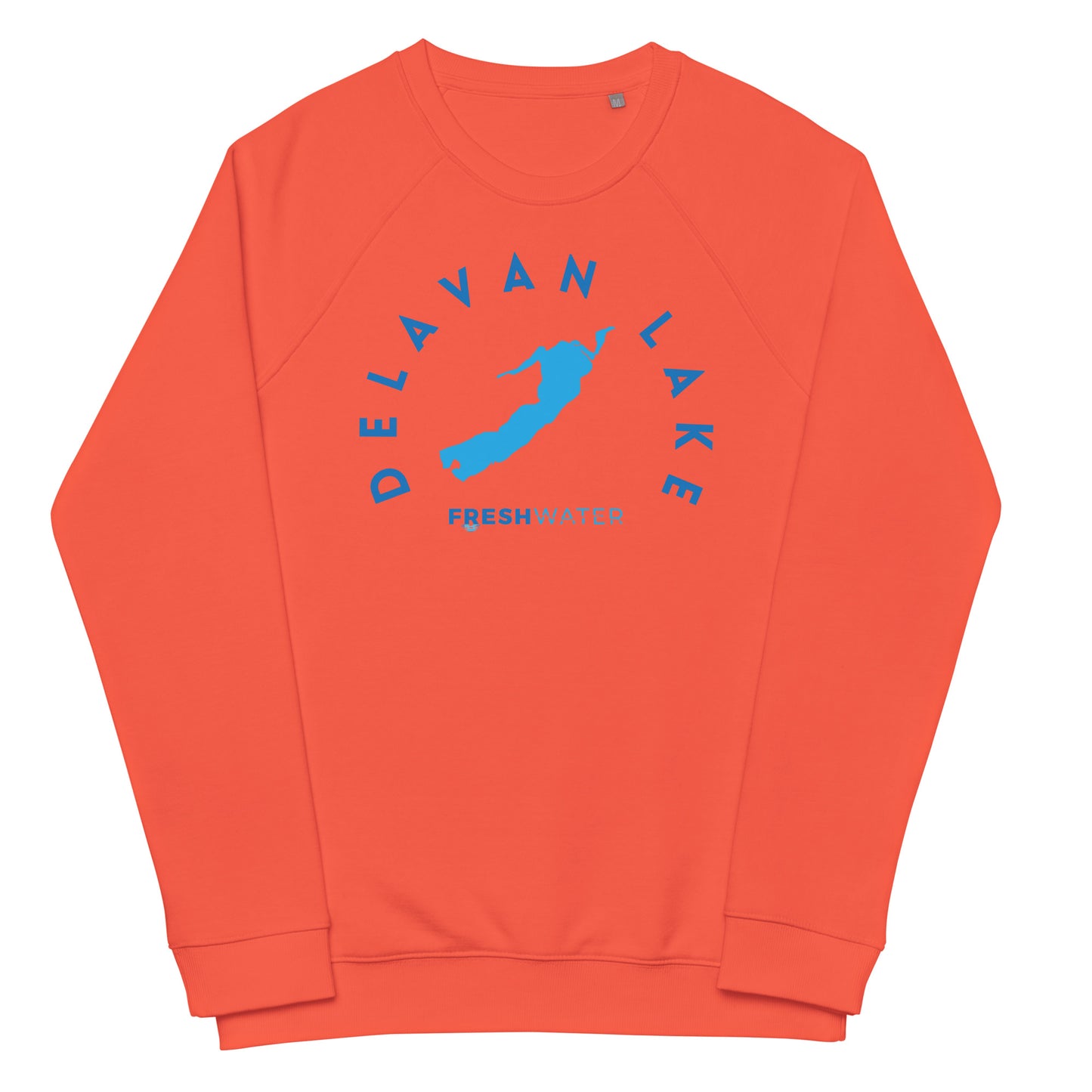 Delavan Lake Freshwater Blue Unisex organic raglan sweatshirt