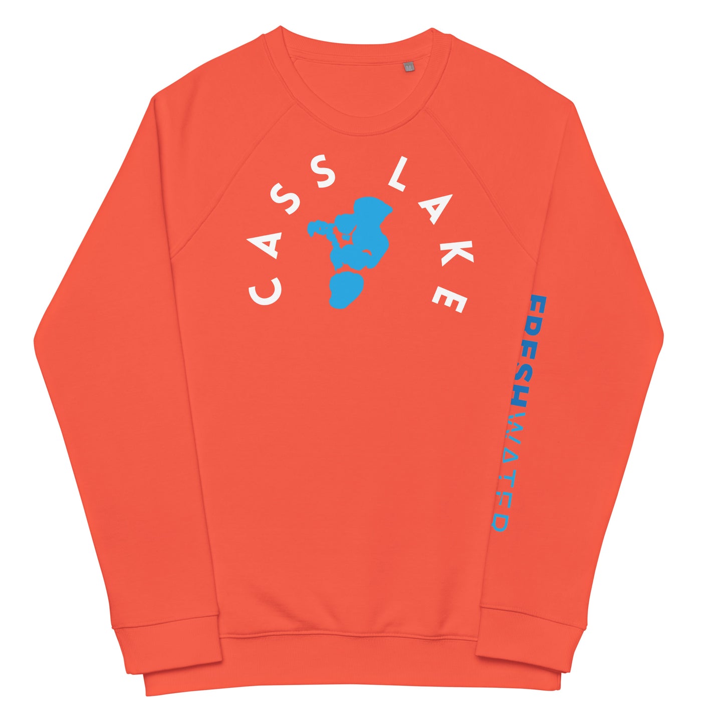 Cass Lake Minnesota Freshwater WB Unisex organic raglan sweatshirt