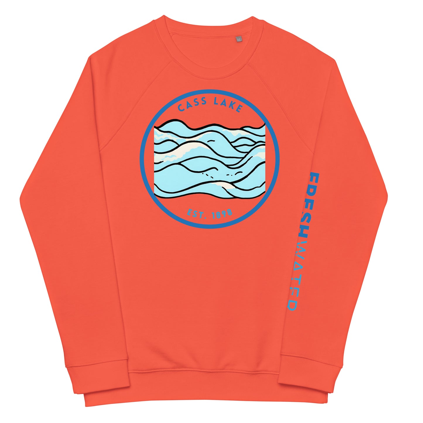 Cass Lake Minnesota Freshwater Waves Unisex organic raglan sweatshirt