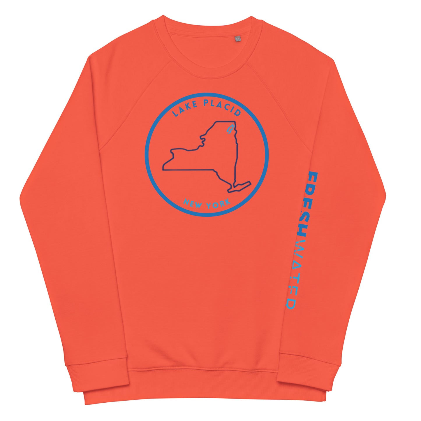 Lake Placid New York Freshwater NY Outline Unisex organic raglan sweatshirt