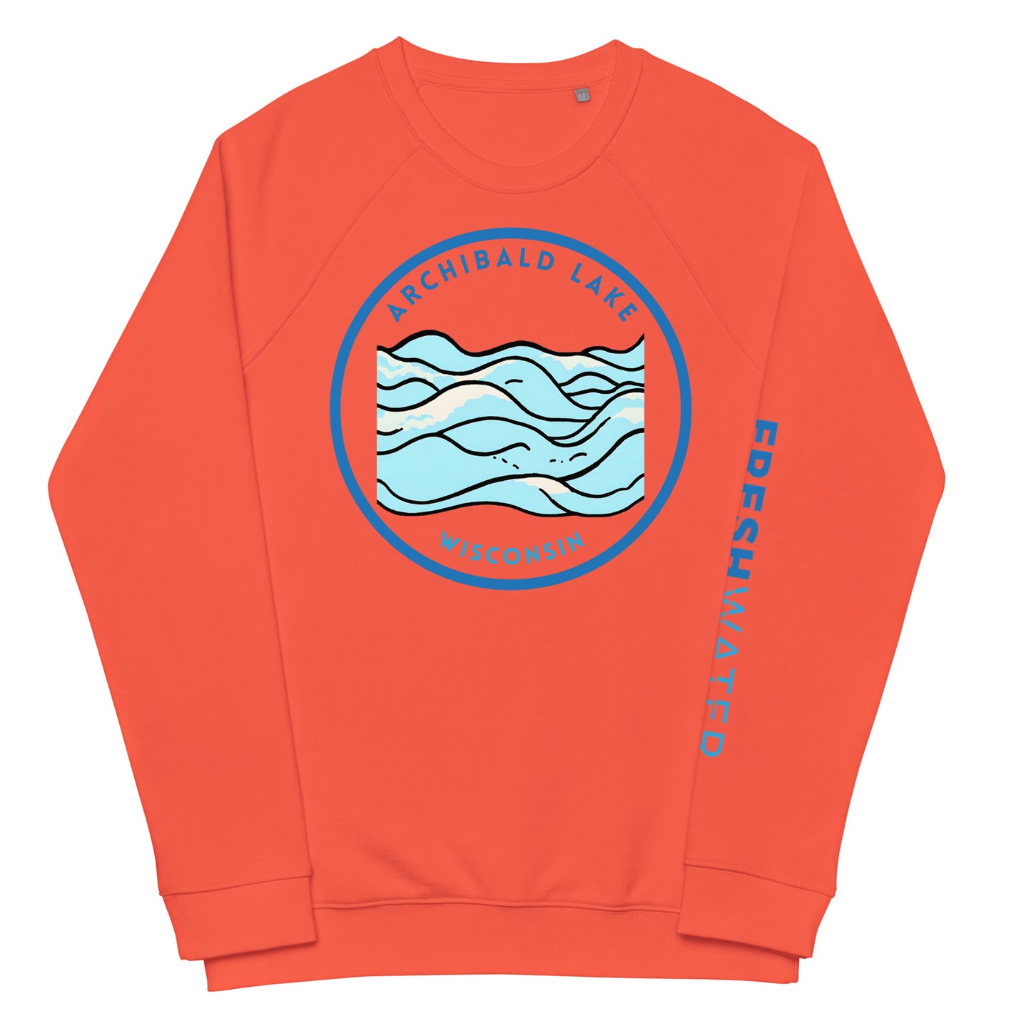 Archibald Lake Wisconsin Freshwater Waves Unisex organic raglan sweatshirt