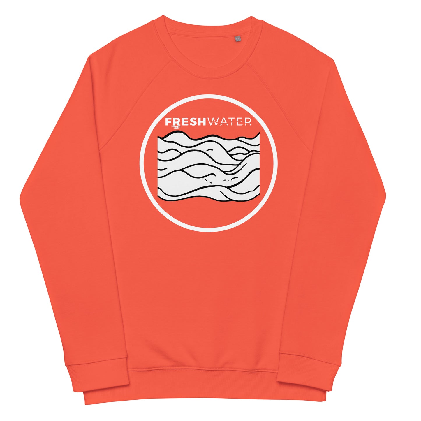 Freshwater Waves BW Unisex organic raglan sweatshirt