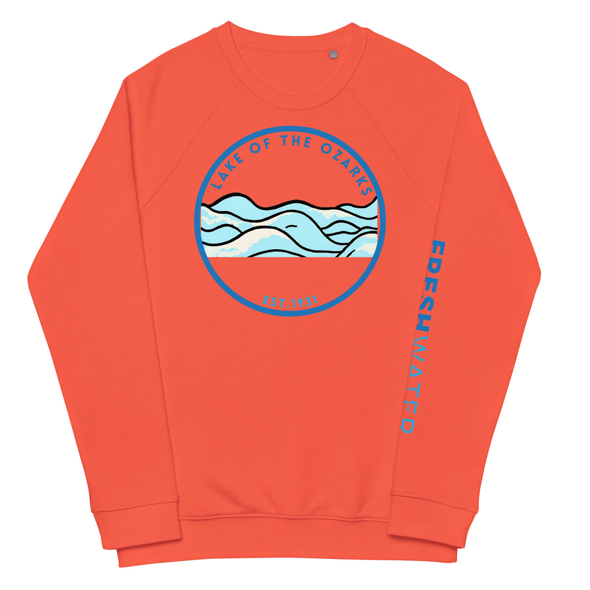 Lake of the Ozarks Missouri Freshwater Waves Unisex organic raglan sweatshirt