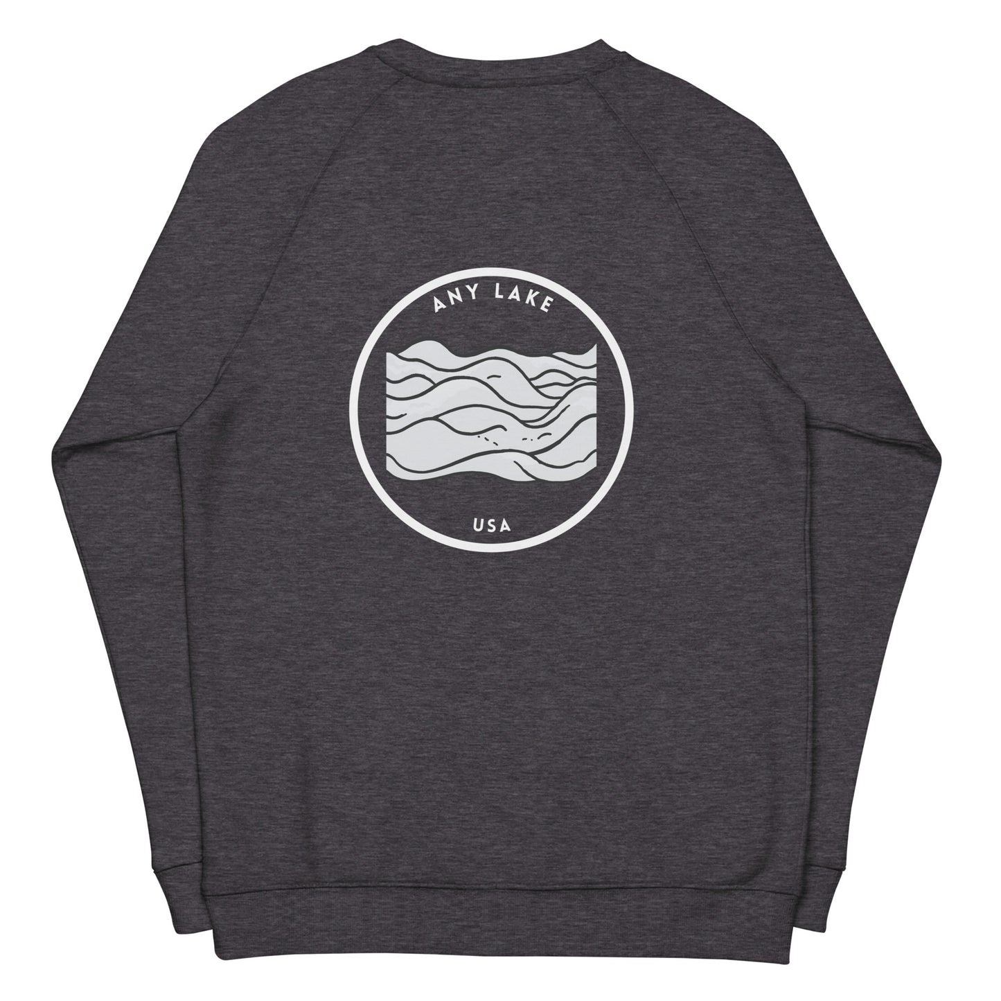 Custom Freshwater Waves BW Unisex organic raglan sweatshirt
