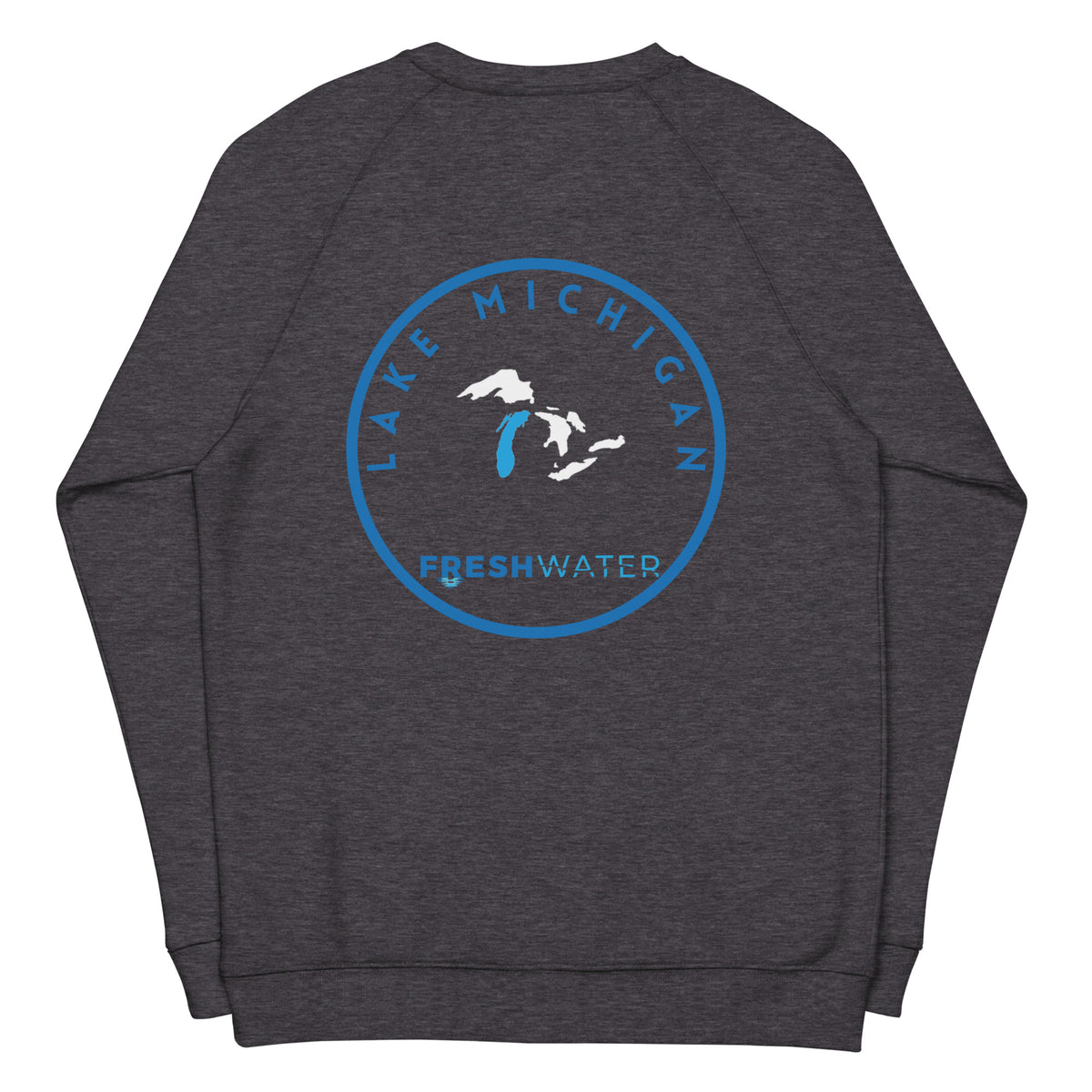 Lake Michigan Freshwater GL Unisex organic raglan sweatshirt