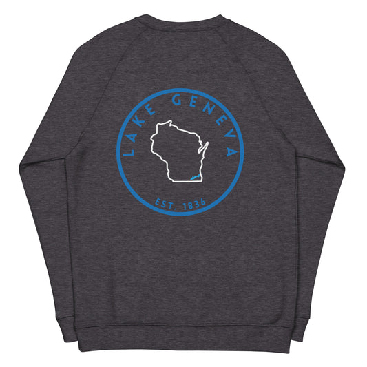 Lake Geneva Wisconsin Freshwater SO Unisex organic raglan sweatshirt