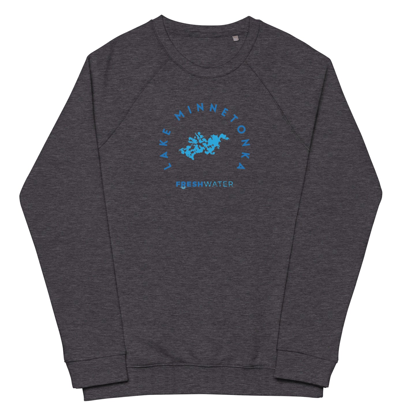 Lake Minnetonka Freshwater Blue Unisex organic raglan sweatshirt