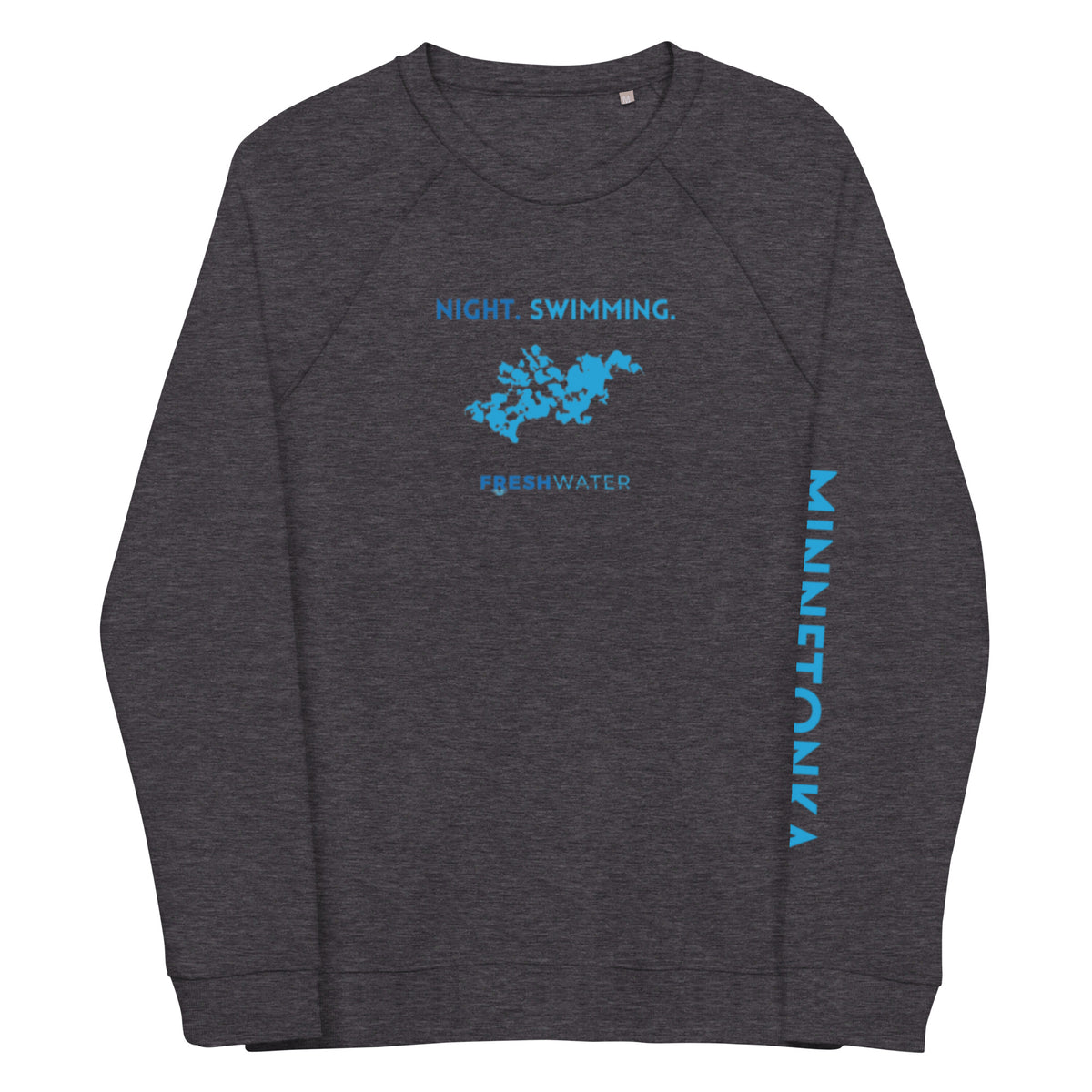 Lake Minnetonka Freshwater NSB Unisex organic raglan sweatshirt