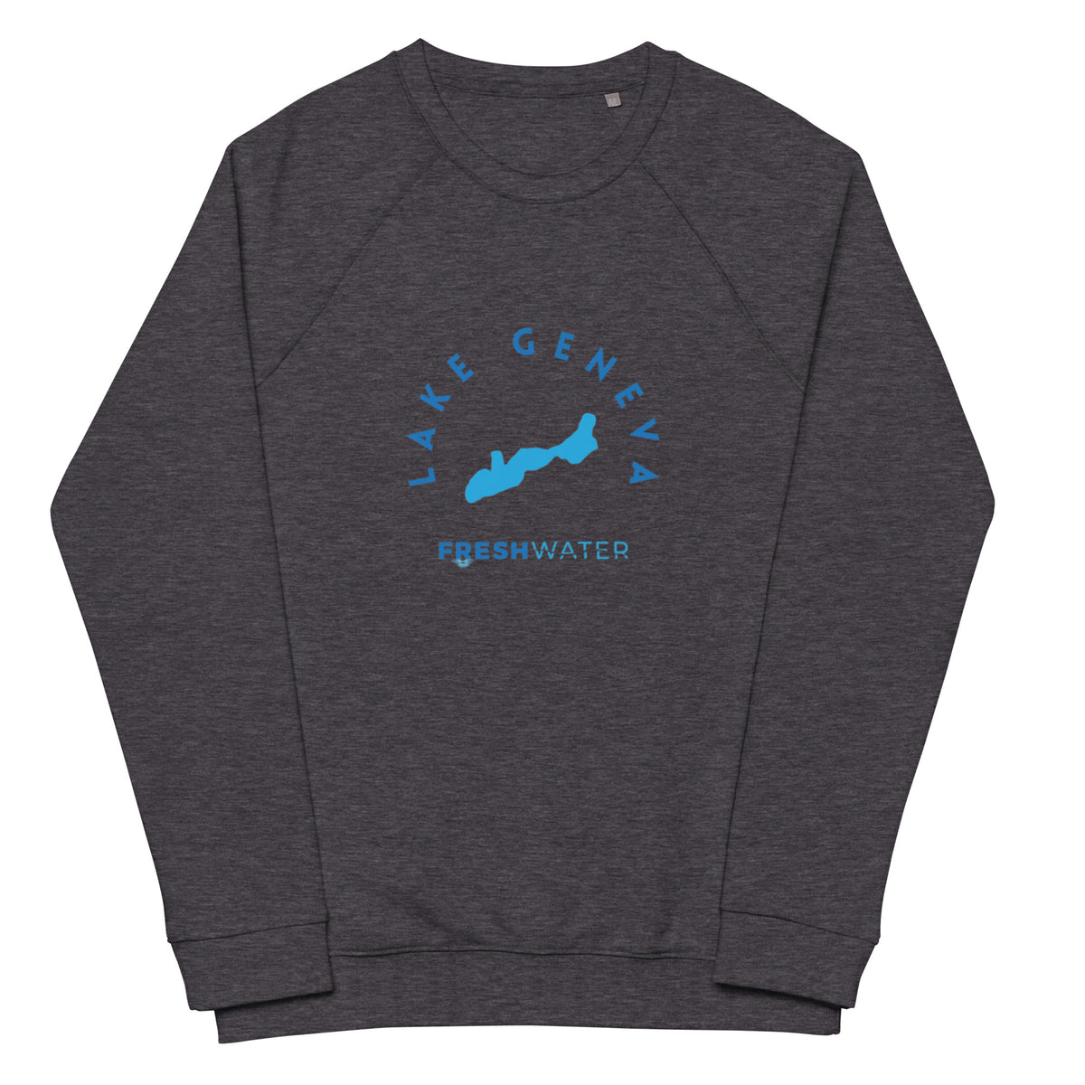 Lake Geneva Freshwater Blue Unisex organic raglan sweatshirt