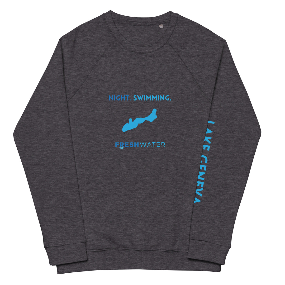 Lake Geneva Freshwater NSB Unisex organic raglan sweatshirt