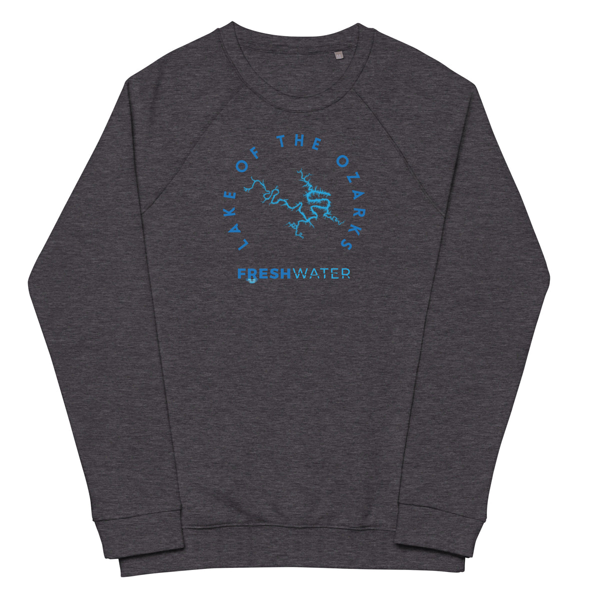 Lake of the Ozarks Freshwater Blue Unisex organic raglan sweatshirt
