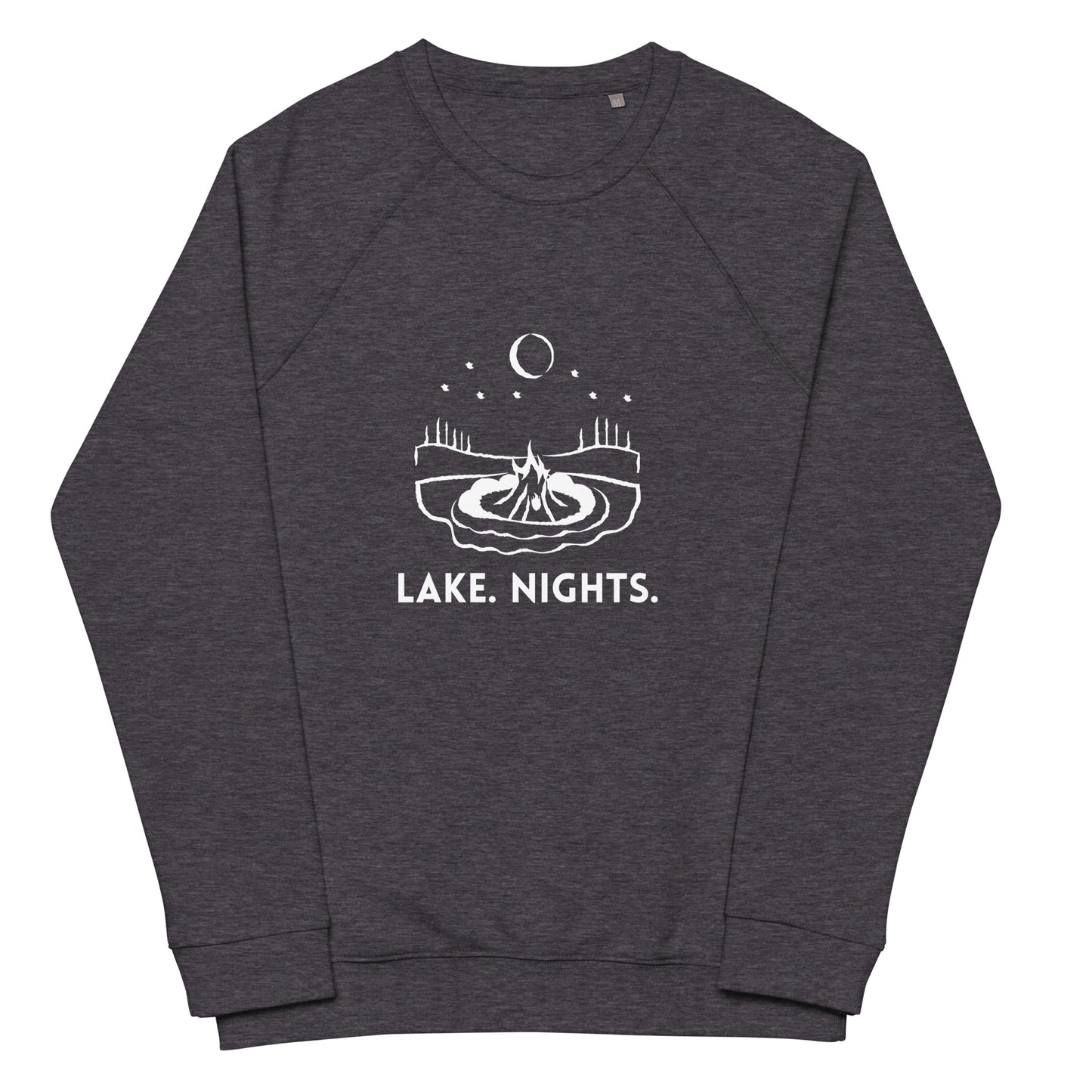Lake. Nights. Freshwater BW Unisex organic raglan sweatshirt