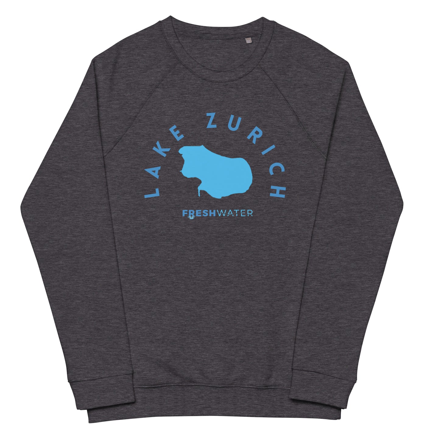 Lake Zurich Freshwater Blue Unisex organic raglan sweatshirt