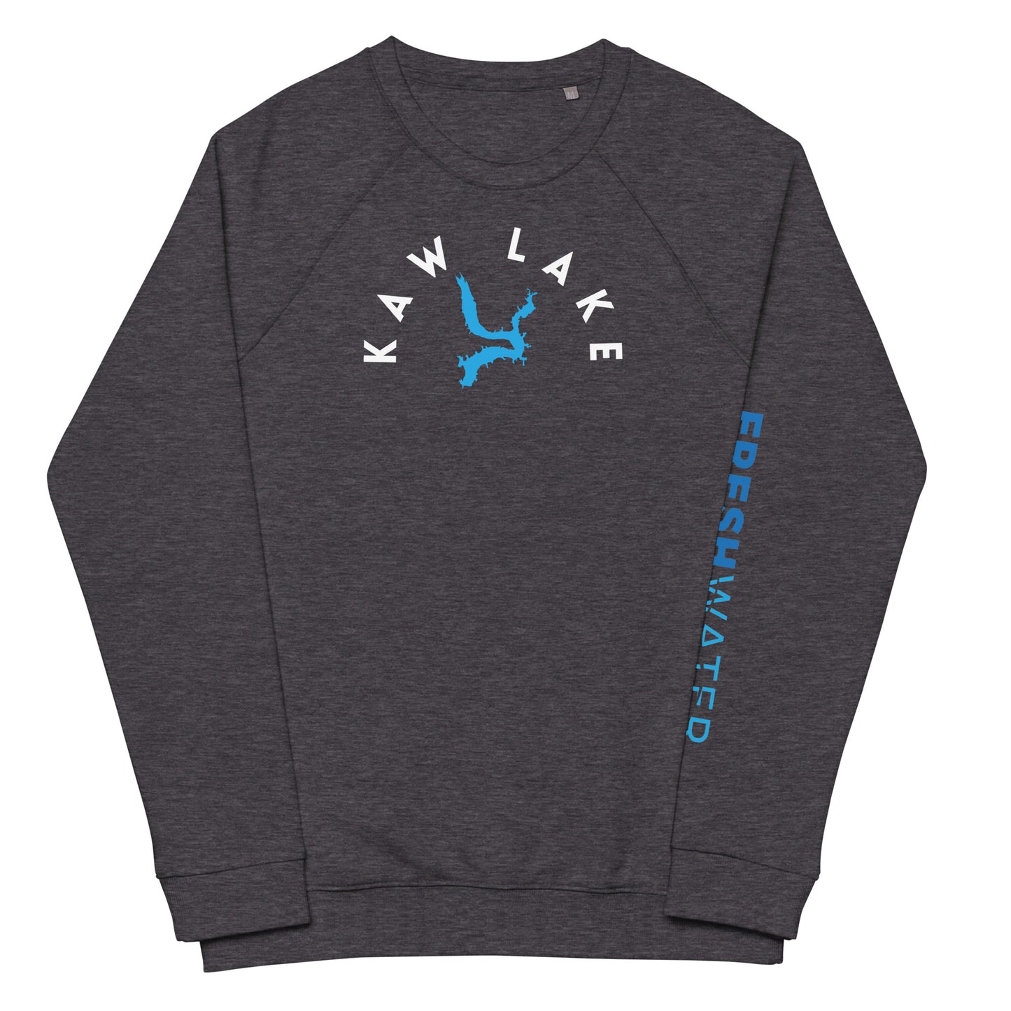 Kaw Lake Oklahoma Freshwater WB Unisex organic raglan sweatshirt