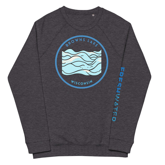 Browns Lake Wisconsin Unisex organic raglan sweatshirt