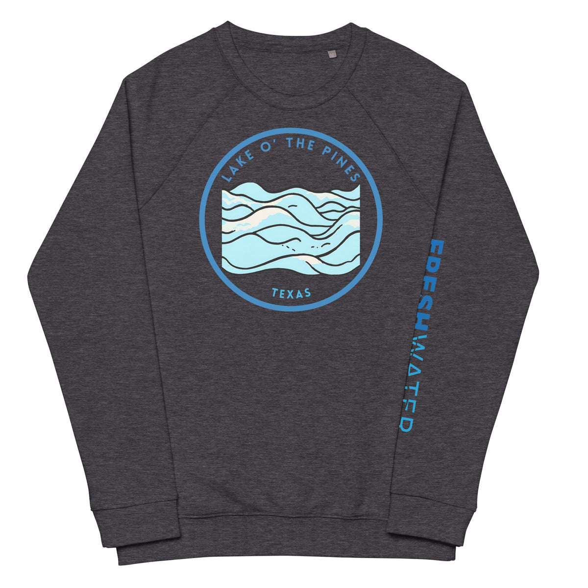 Lake O' the Pines Texas Freshwater Unisex organic raglan sweatshirt