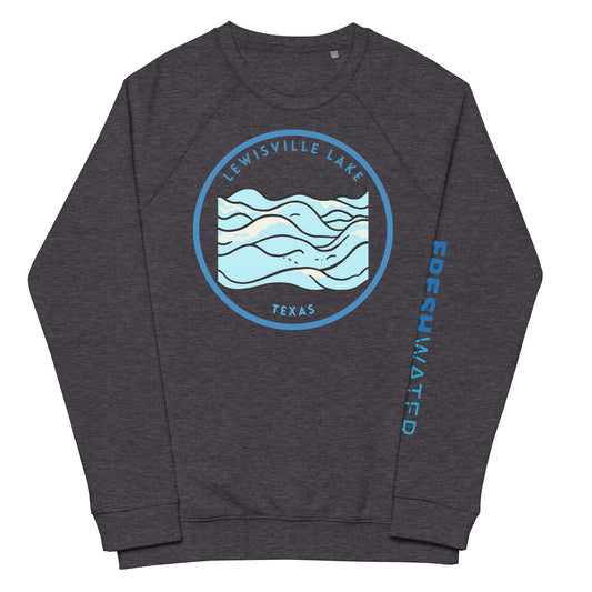 Lewisville Lake Texas Freshwater Waves Unisex organic raglan sweatshirt
