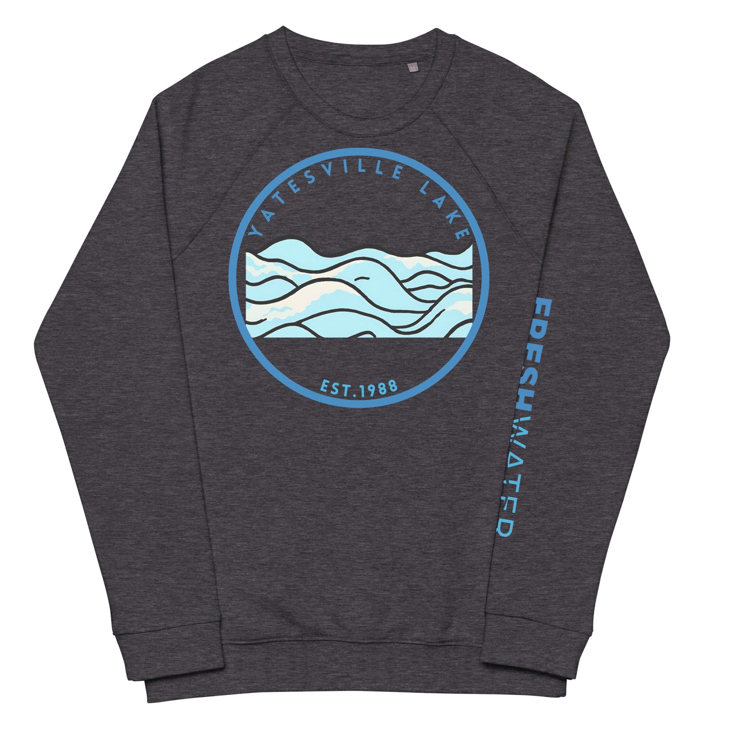 Yatesville Lake Kentucky Freshwater Waves Unisex organic raglan sweatshirt