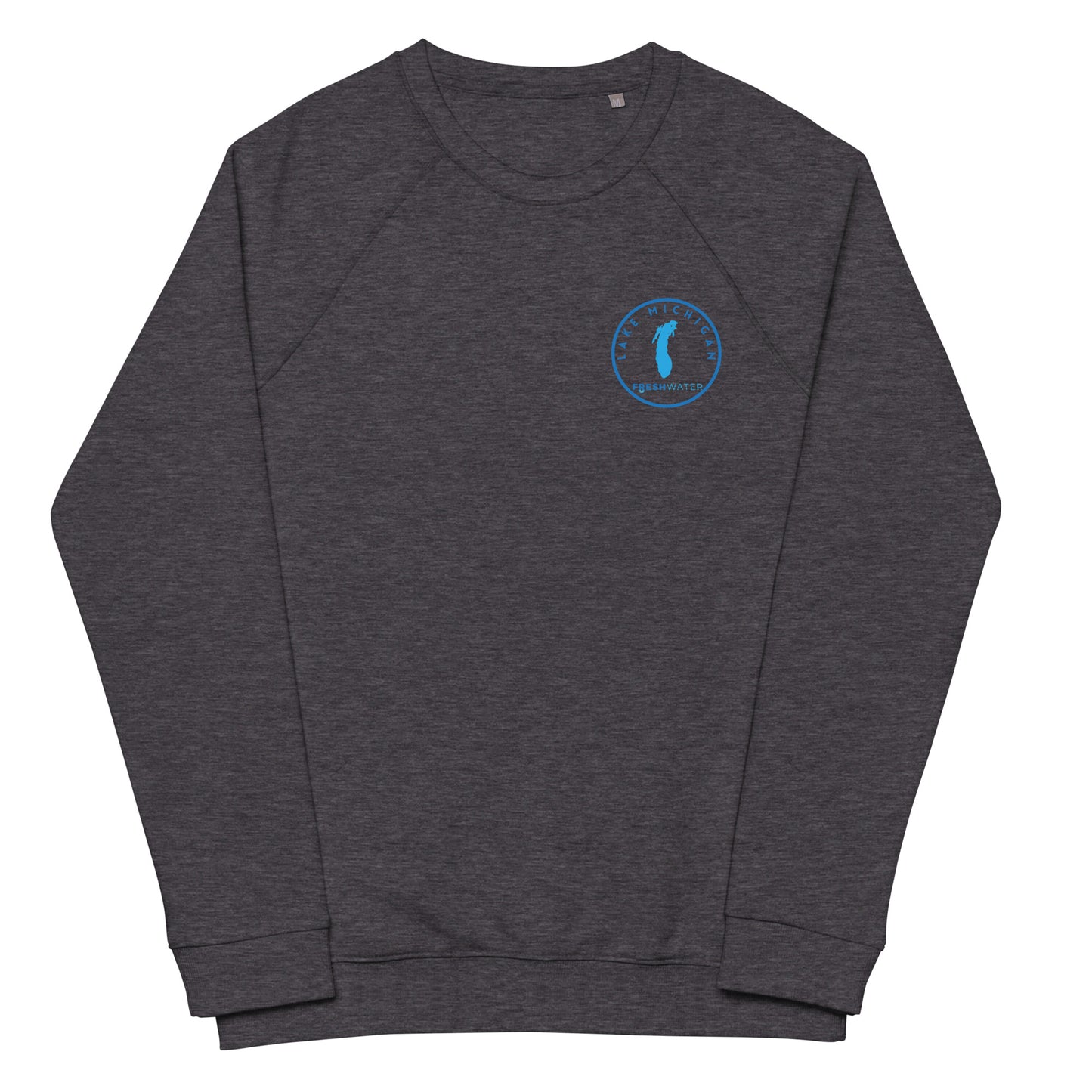 Lake Michigan Freshwater LO Unisex organic raglan sweatshirt