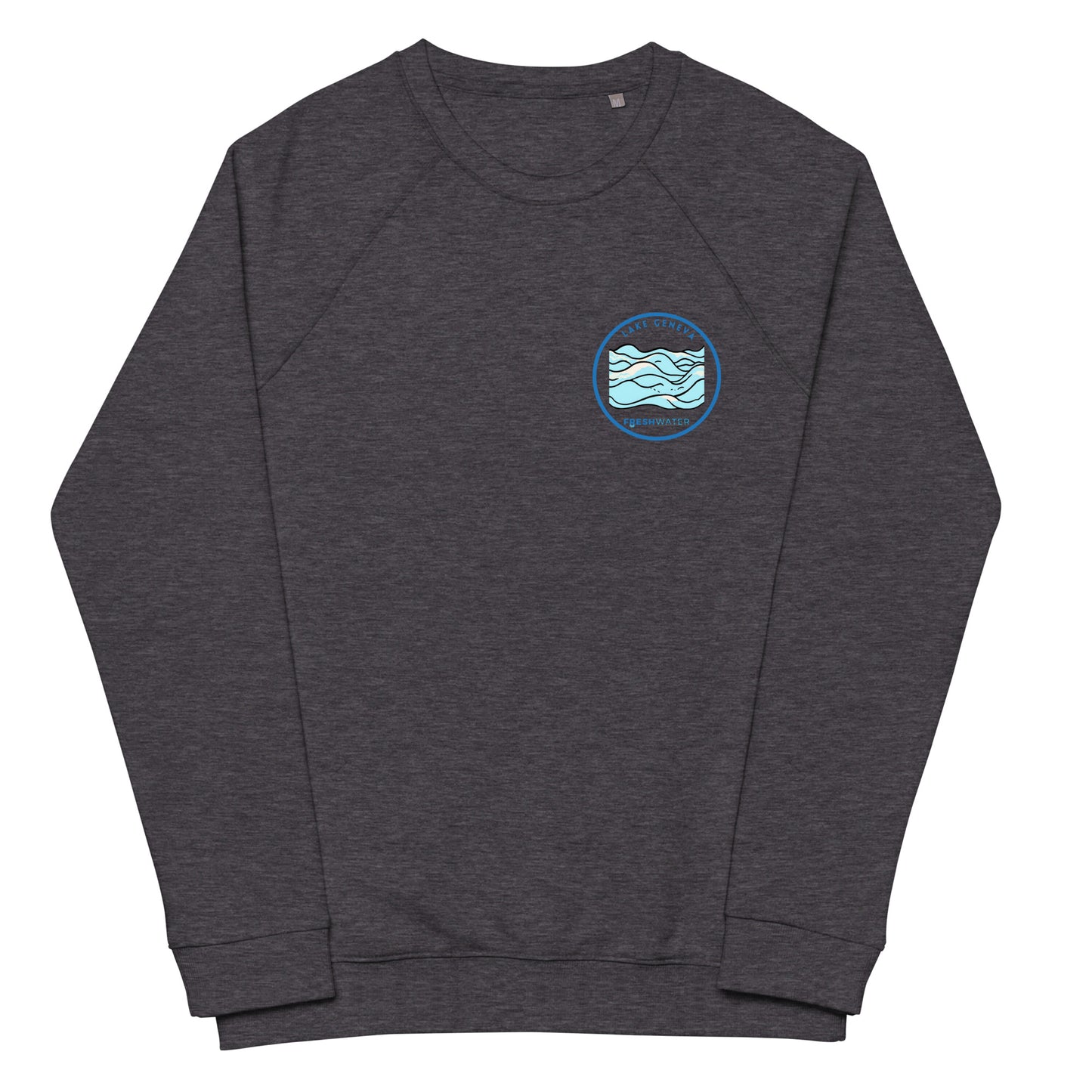 Lake Geneva Wisconsin Freshwater Waves Unisex organic raglan sweatshirt