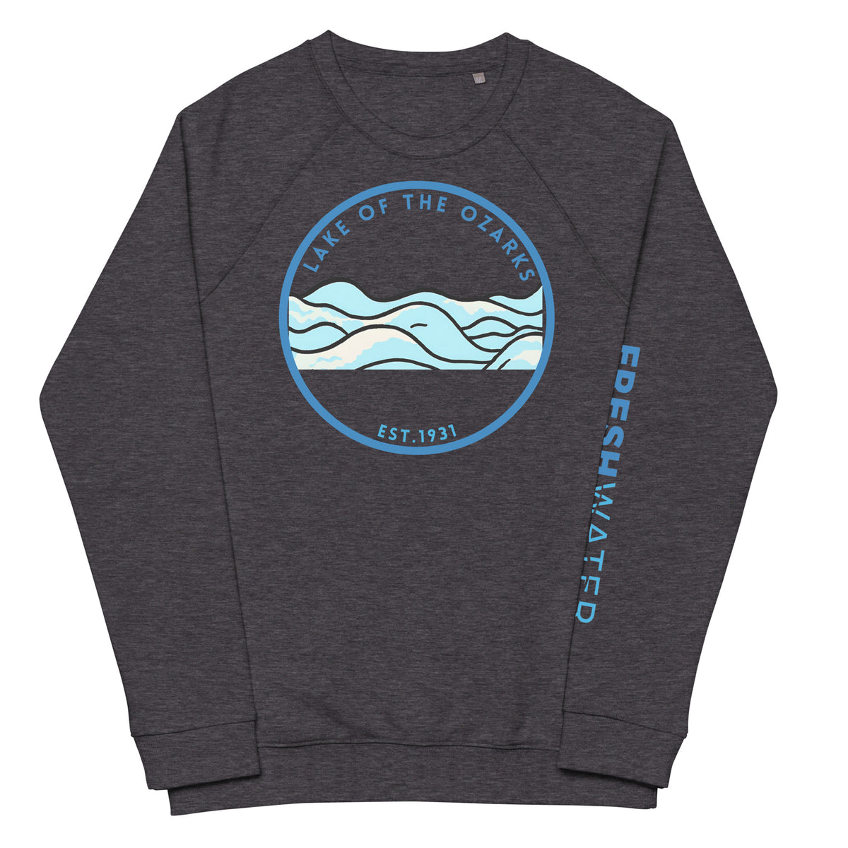 Lake of the Ozarks Missouri Freshwater Waves Unisex organic raglan sweatshirt