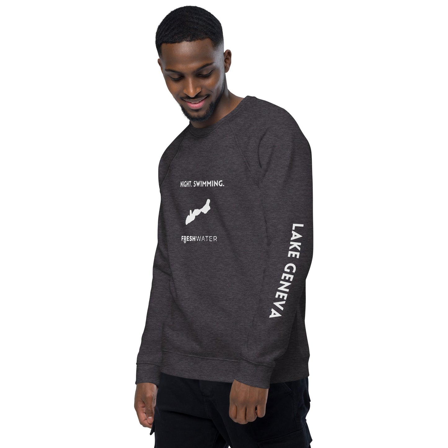 Lake Geneva Freshwater NSW Unisex organic raglan sweatshirt