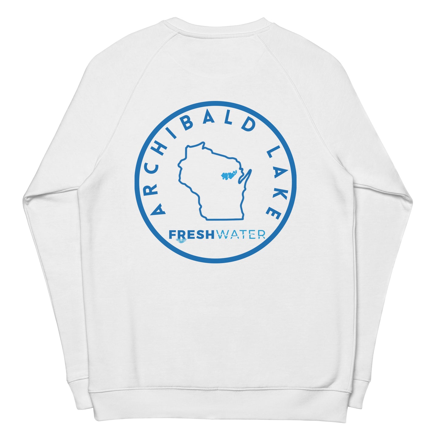 Archibald Lake Wisconsin Freshwater SO FB Unisex organic raglan sweatshirt