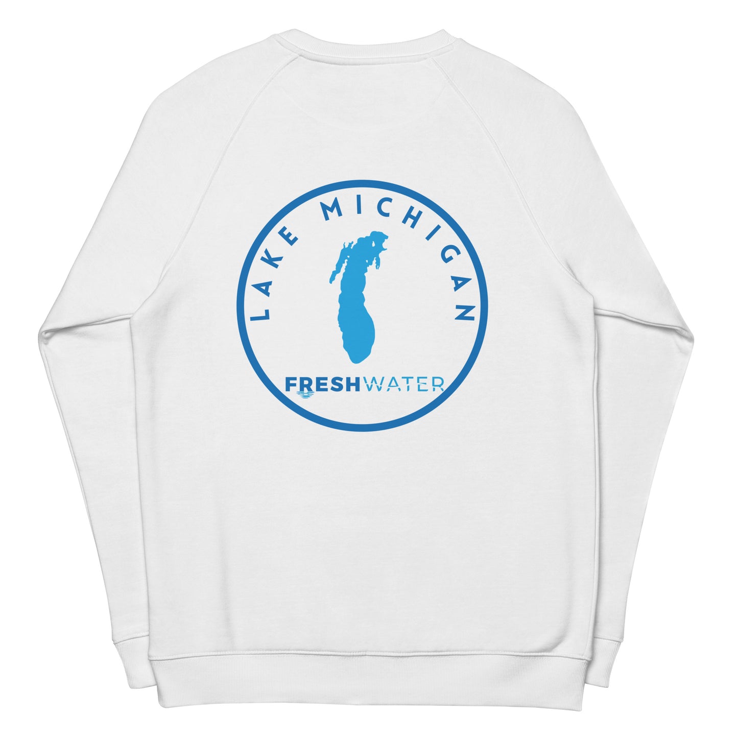 Lake Michigan Freshwater LO Unisex organic raglan sweatshirt