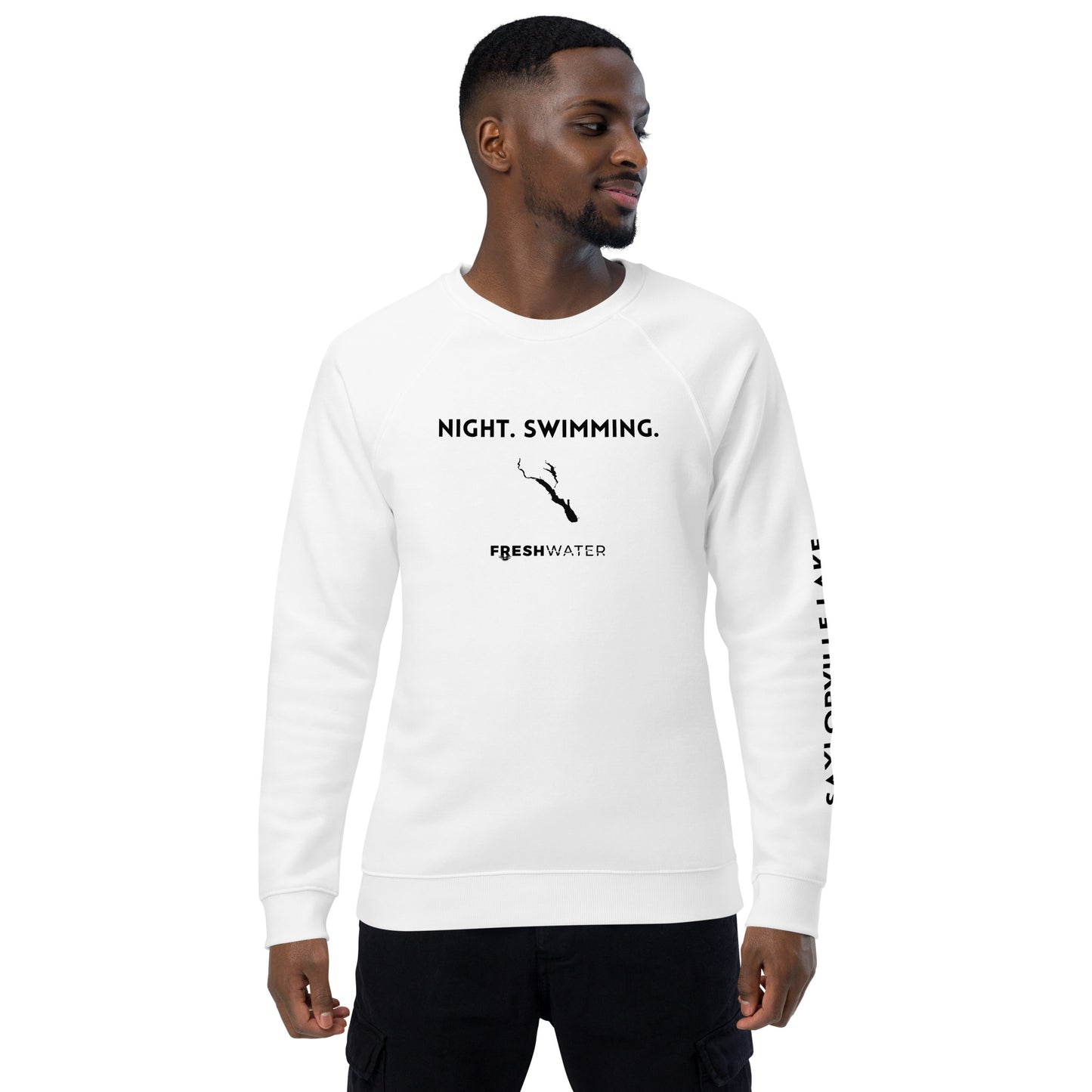 Saylorville Lake Freshwater NSB Unisex organic raglan sweatshirt