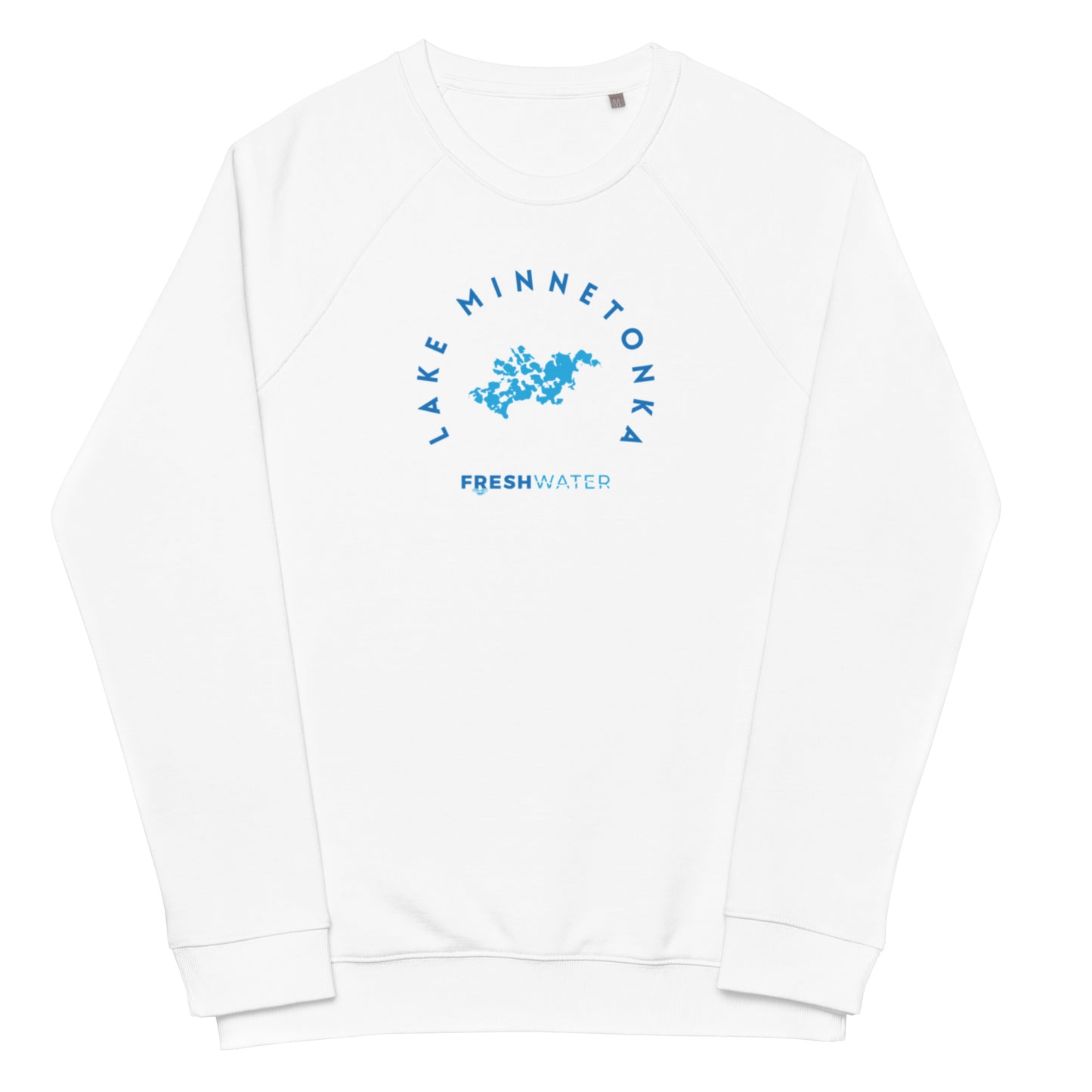 Lake Minnetonka Freshwater Blue Unisex organic raglan sweatshirt