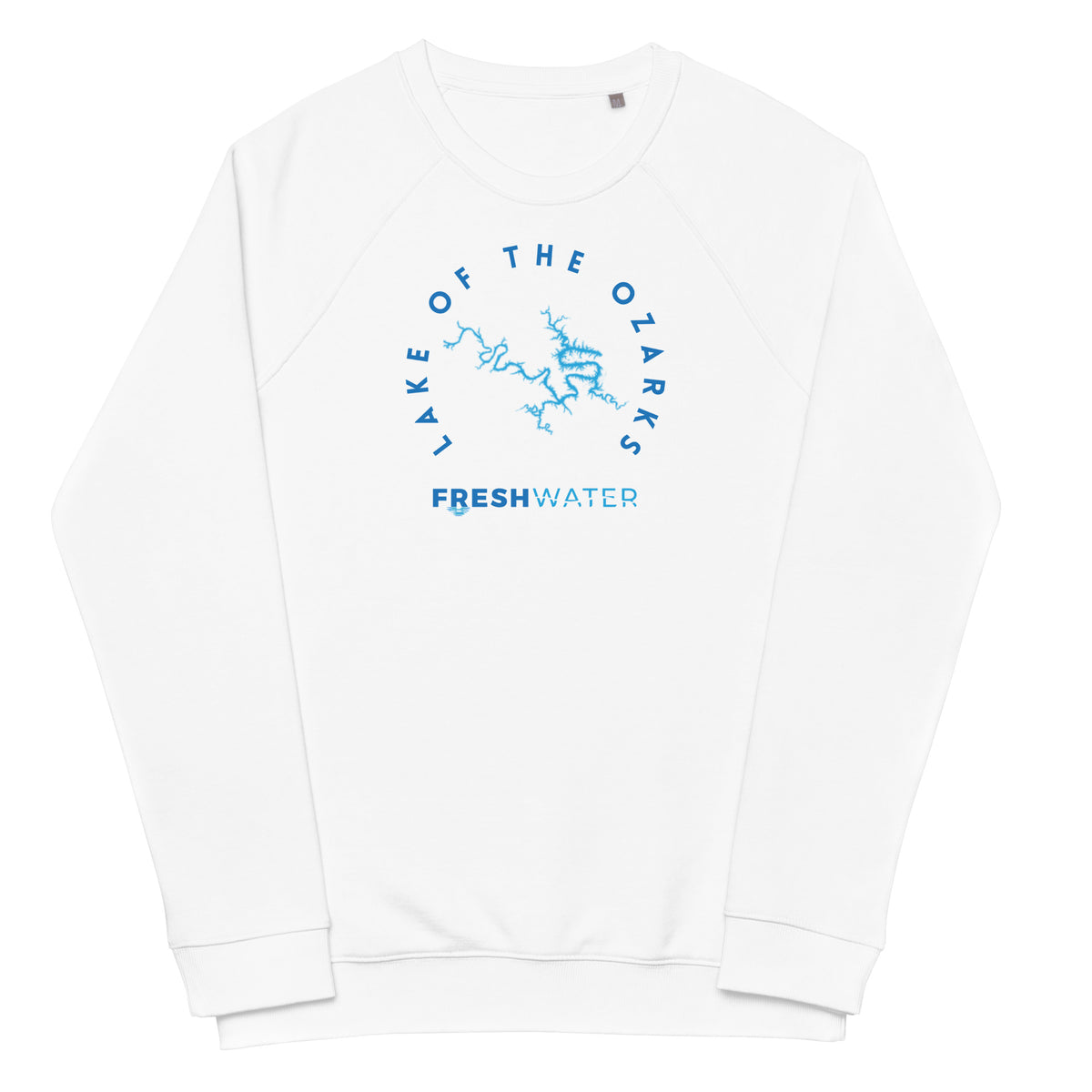 Lake of the Ozarks Freshwater Blue Unisex organic raglan sweatshirt