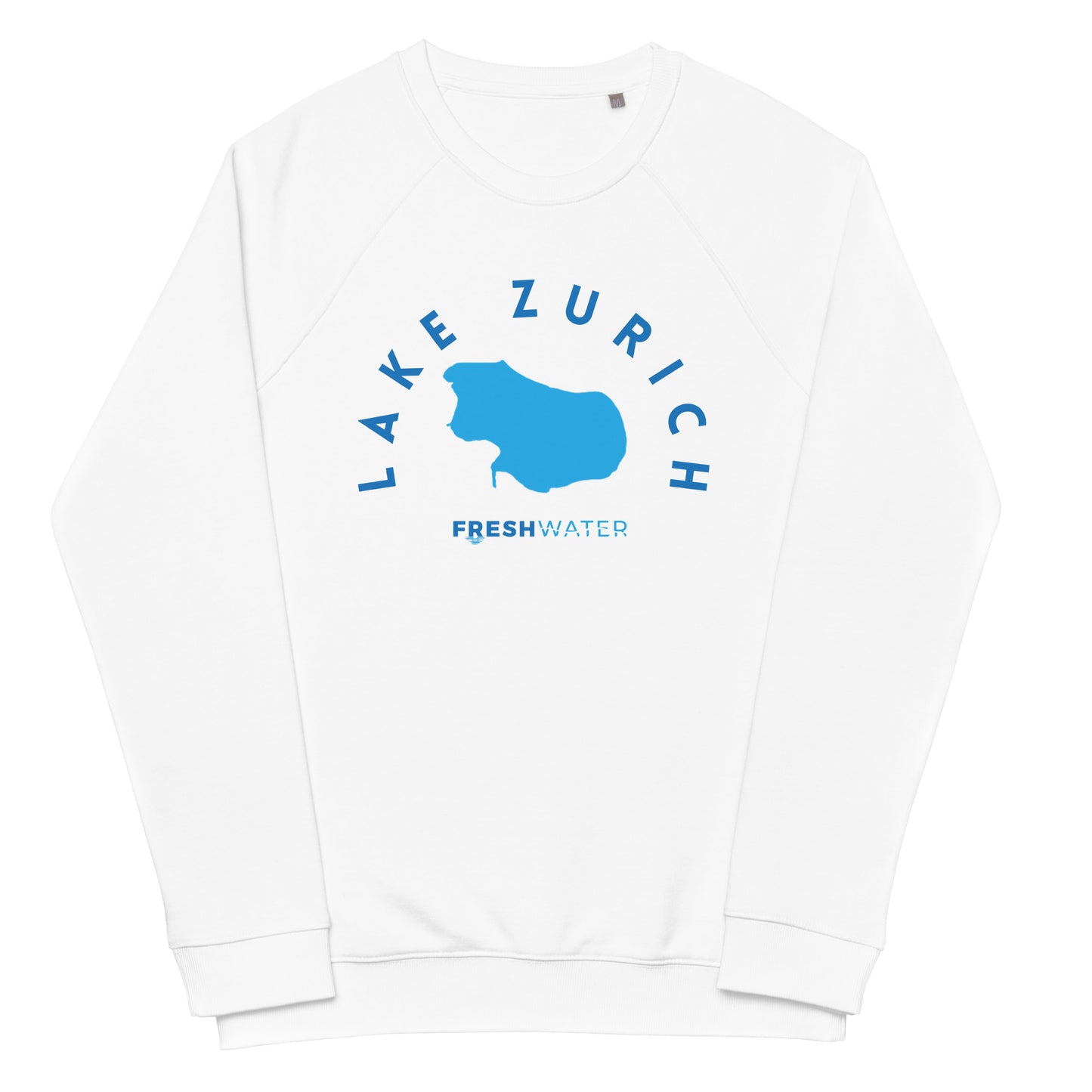 Lake Zurich Freshwater Blue Unisex organic raglan sweatshirt