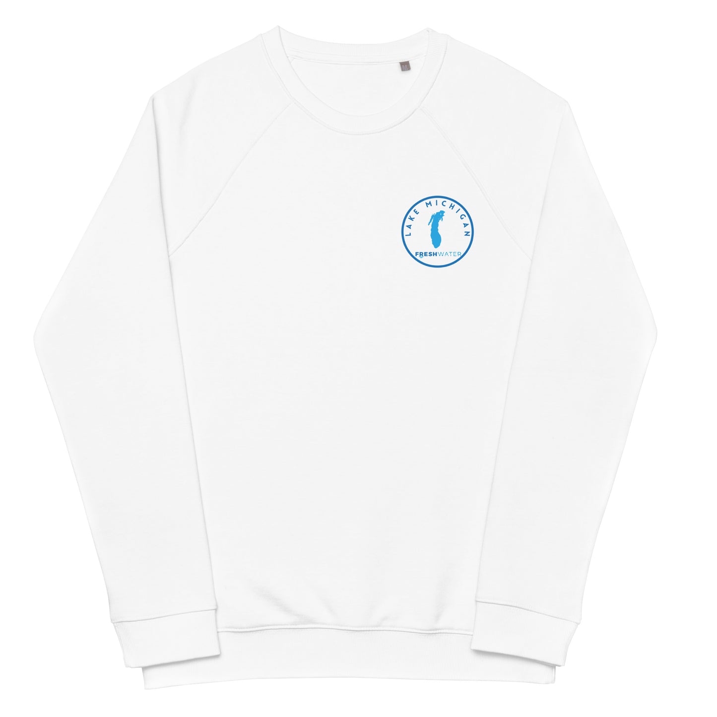 Lake Michigan Freshwater LO Unisex organic raglan sweatshirt